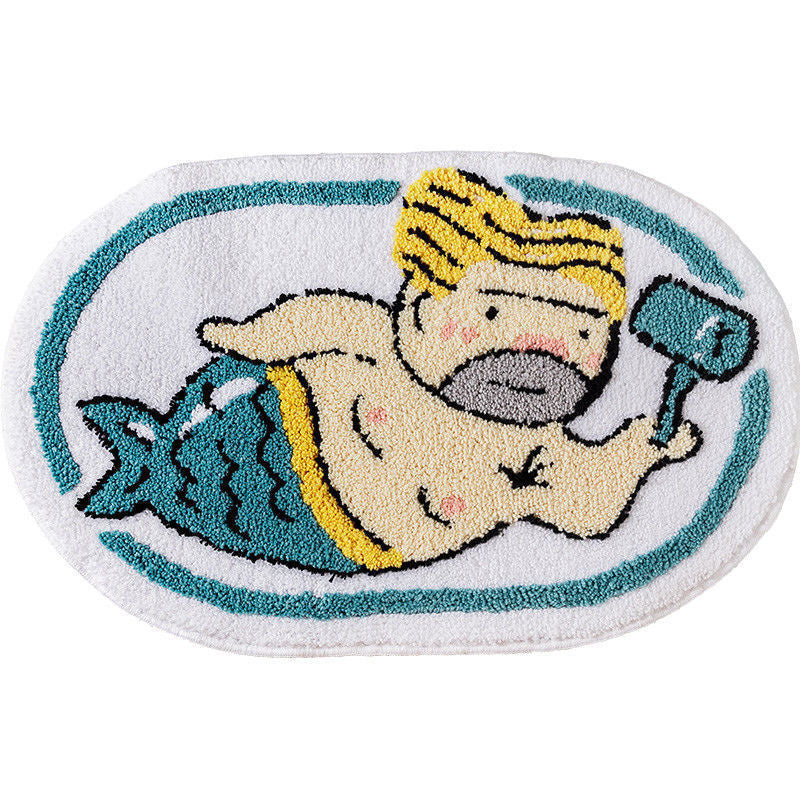 Cartoon cute absorbent bathroom mat, bedroom toilet rug, household entrance mat, non-slip doormat