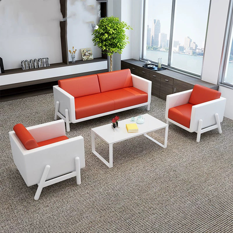 Modern minimalist mall seating area multi-person sofa reception room showroom office sofa 4s store genuine leather sofa customization