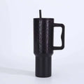 leopard print 40oz stainless steel thermos cup large capacity with handle vacuum straw cup outdoor car cup