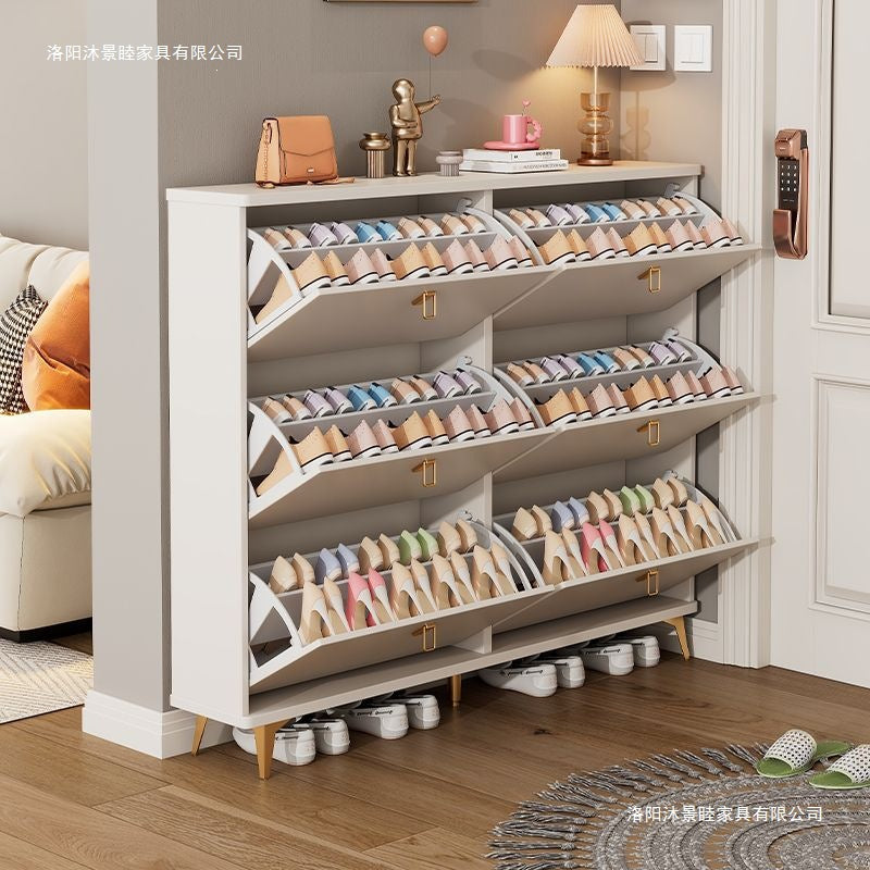 Tipping shoe cabinet solid wood for home door new arrival large capacity entrance cabinet small narrow shoe rack