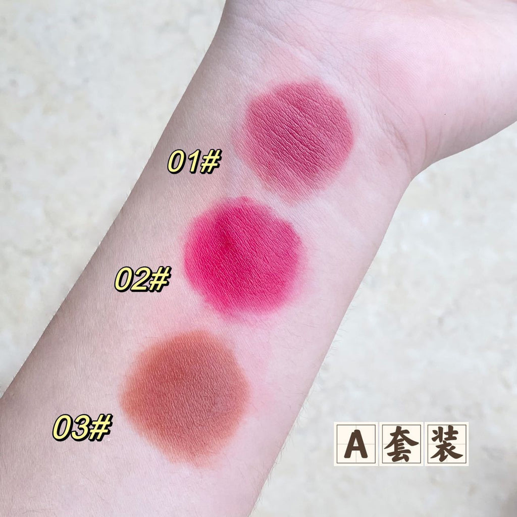 HERORANGE~ Internet celebrity with the same bear heart lip glaze three gift box set matte matte white lip mud woman