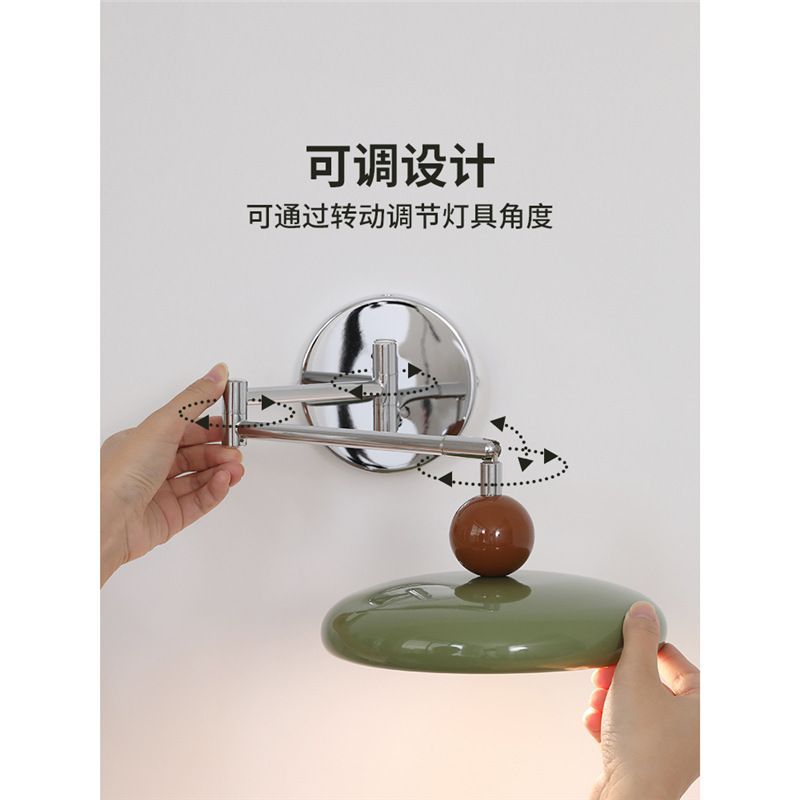 Retrofrench wall lamp rocker arm bedroom bedside lamp wiring-free wiring wall lamp cream style medieval master bedroom long arm lamp