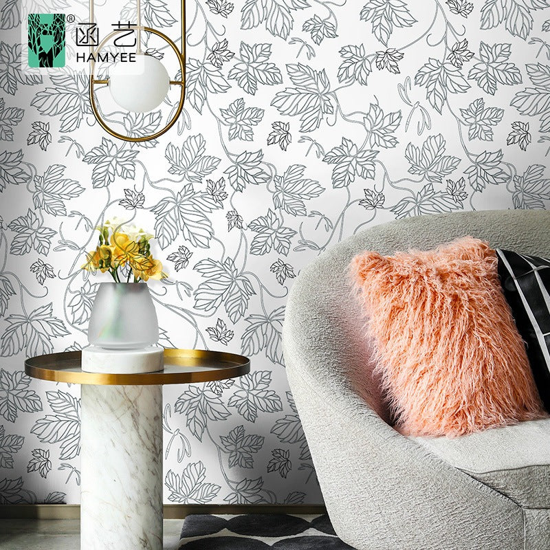 Cross-border sketch flower wallpaper thickened waterproof PVC wallpaper self-adhesive background wall decoration personalized wall sticker cloth with glue