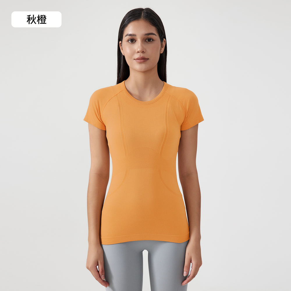 Spring/summer new women's short-sleeve crew neck sports t-shirt - running, fitness, slim-fit, breathable yoga top - s2067