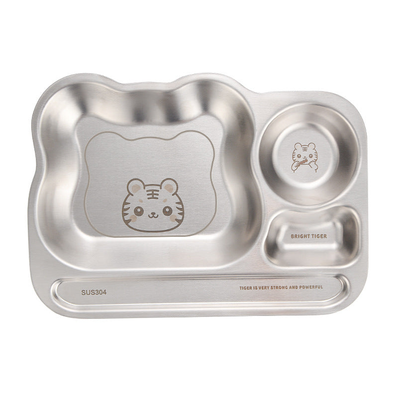 304 stainless steel divided plate for toddlers - perfect for home use, featuring compartments for meals and snacks. ideal for kids' mealtime