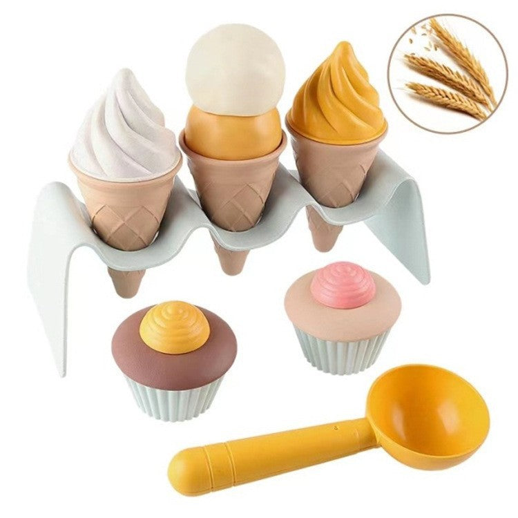 Beach toy set for kids: wheat straw thickened, drop-resistant sand bucket, hourglass, sand shovel, and water play toys for the beach