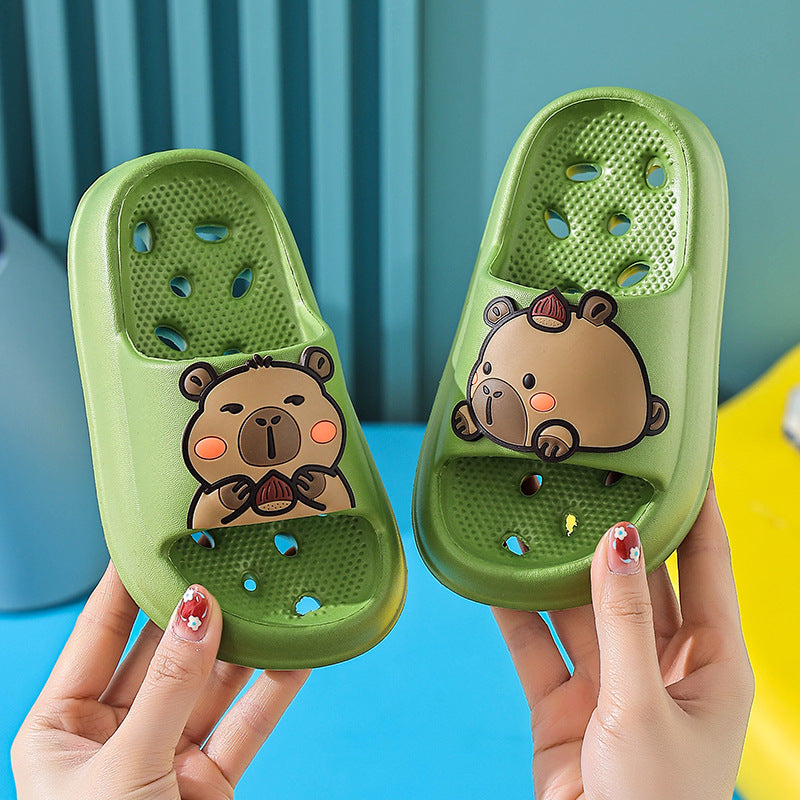 Slippers kidsbath bathroom slippers summer boys and girls cut out leaky non-smelly feet indoor for home soft bottom sandals