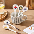 Japanese ceramic long-handled spoon - hand-painted cute creative cartoon dessert spoon - household ramen spoon - soup spoon