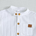 Children's clothingwhite vertical stripes short-sleeved shirt + khaki shorts two-piece set shirt