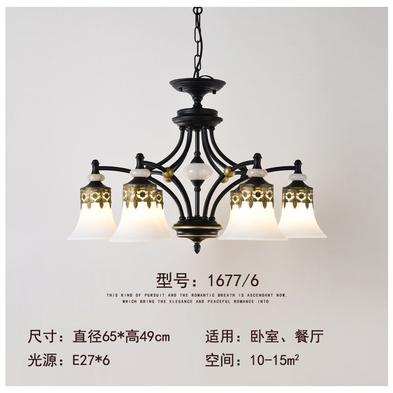 American country lamp, living room lamp, atmospheric bedroom, warm wrought iron lamps, creative retro dining room ceiling art chandelier