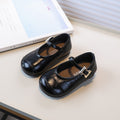 Vancahao girls' black leather shoes,  spring/autumn new korean style, kids' fashionable flats, toddler shoes