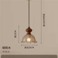 Nordic bedside wall lamp solid wood bedroom japanese bedside lamp living room corridor aisle retro american glass atmosphere