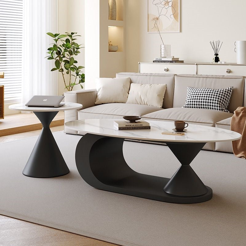 Italian normcore slate coffee table for home living room oval double coffee table small apartment designer coffee table combination