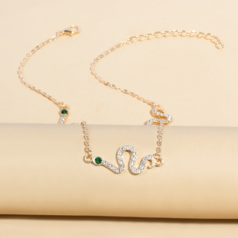 Snake necklace wholesale fashion cross-border autumn and wintersweater necklace women's banquet jewelry fashionstylish full diamond clavicle chain