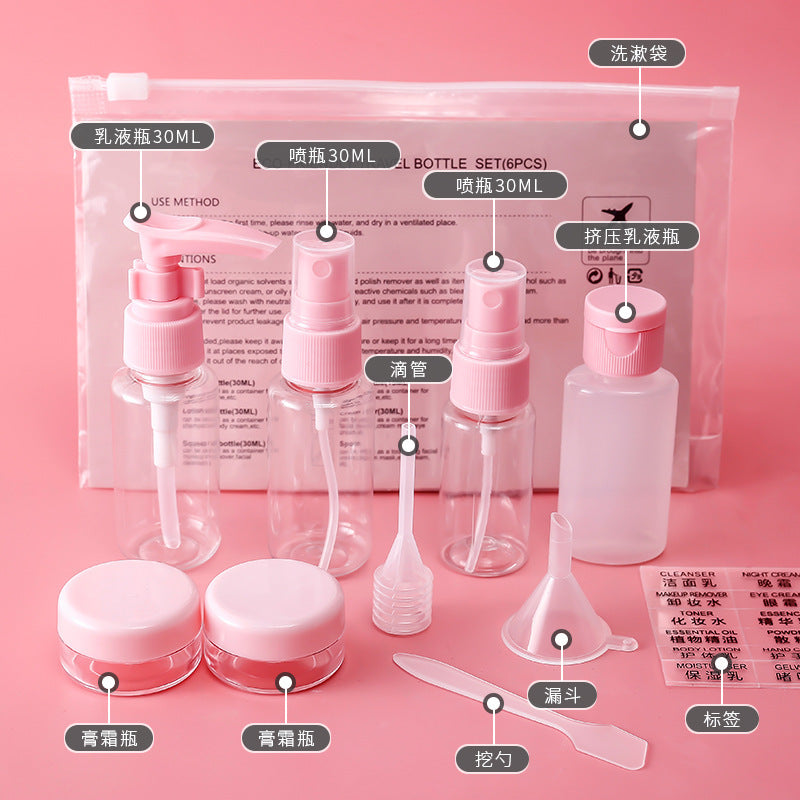 Travel bottle set - portable cosmetic, lotion, disinfectant, and perfume empty bottles - 11-piece travel kit
