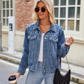 Fashionexport cross-border  new arrival silm washed shortlong sleeves denim jacketoutweartops for women