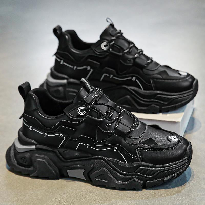 Men's winter 2025 new arrival: popular mid-top sneakers for middle school students - athletic, running, soft sole, height increasing, youth style, white, dad shoes, trendy footwear
