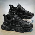 Men's winter 2025 new arrival: popular mid-top sneakers for middle school students - athletic, running, soft sole, height increasing, youth style, white, dad shoes, trendy footwear