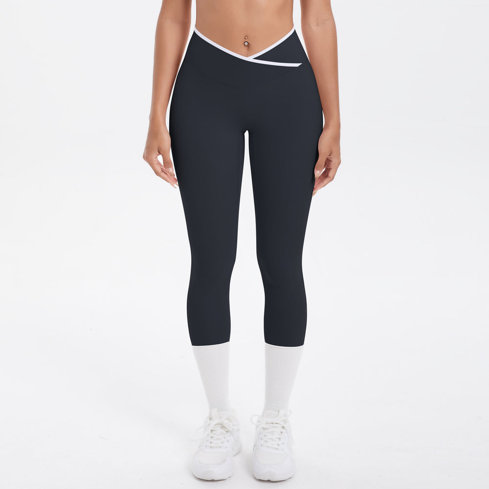 New arrival nude contrast colorpatchwork yoga clothes quick-drying tight butt lifting sports multi-piece set outdoor running fitness suit