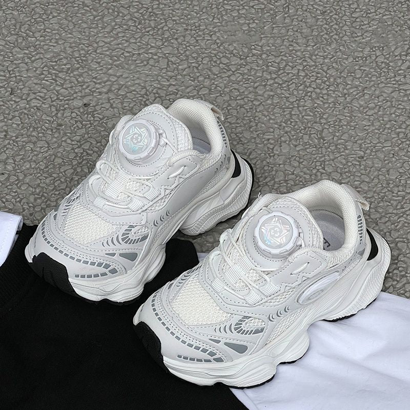 spring/summer new trendy brand rotating buckle boys' breathable single mesh sports shoes girls' chunky sneakers running shoes