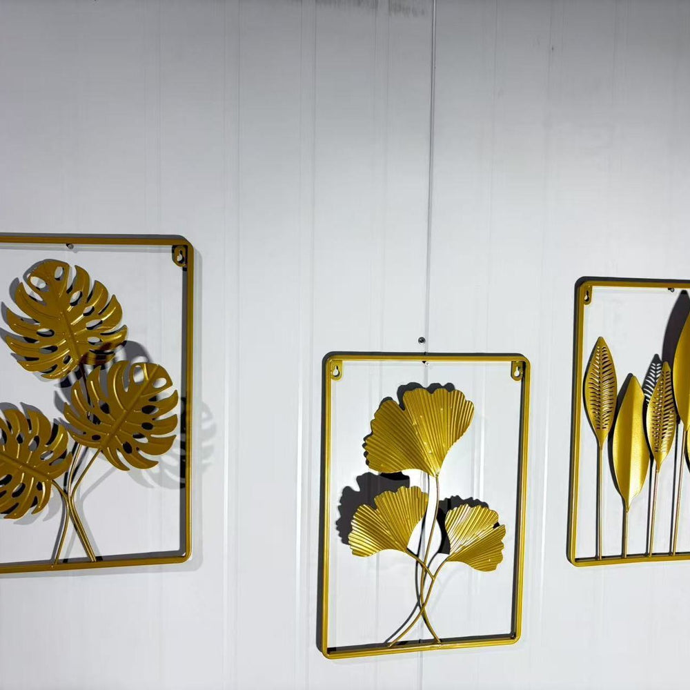 No-drill iron art wall decor - modern minimalist entryway, living room accent wall hanging - nordic metal decor
