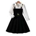 Girls' patchwork dress -  autumn collection - pink striped princess dress - stylish long sleeve children's dress