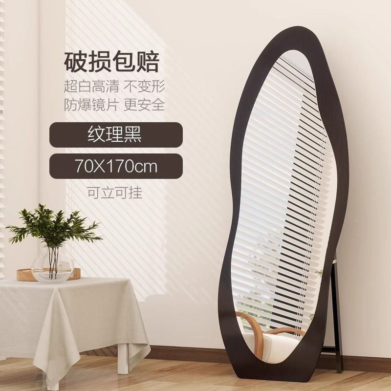 Clothing store fitting mirror new chinoiserie medieval full-length mirror for home living room floor-standing wall-mounted special-shaped mango full-length mirror
