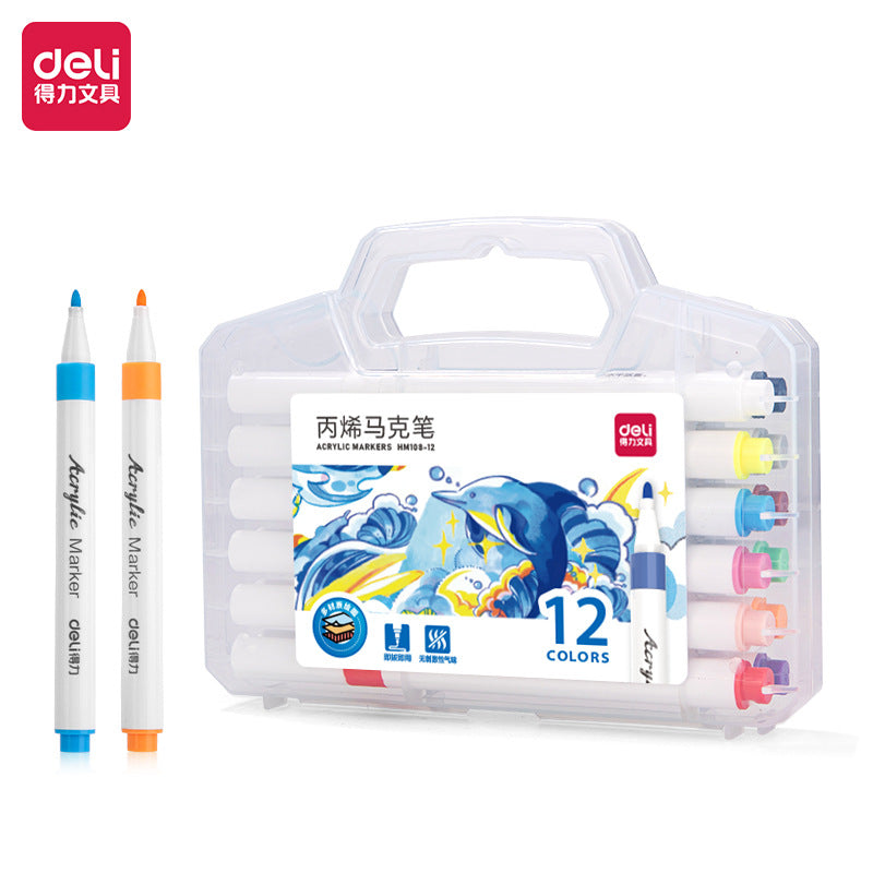Deli HM108 Acrylic Marker Acrylic Paint Student Color Pen Acrylic Pen Marker Set