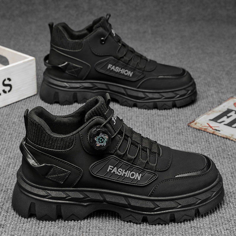Men's 2025 spring new high-top casual sneakers, trendy thick-soled height-increasing non-slip outdoor work boots, martin boots