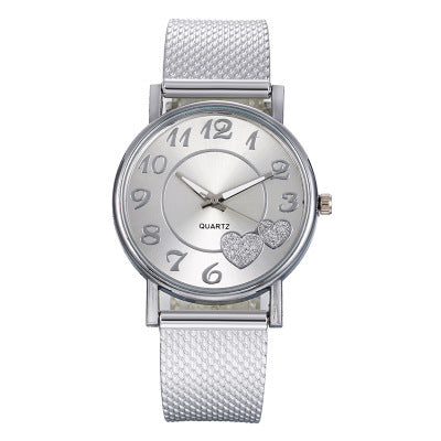 Women's fashion mesh strap heart-shaped minimalist watch - wholesale hot seller for aliexpress, large dial quartz watch for cross-border e-commerce