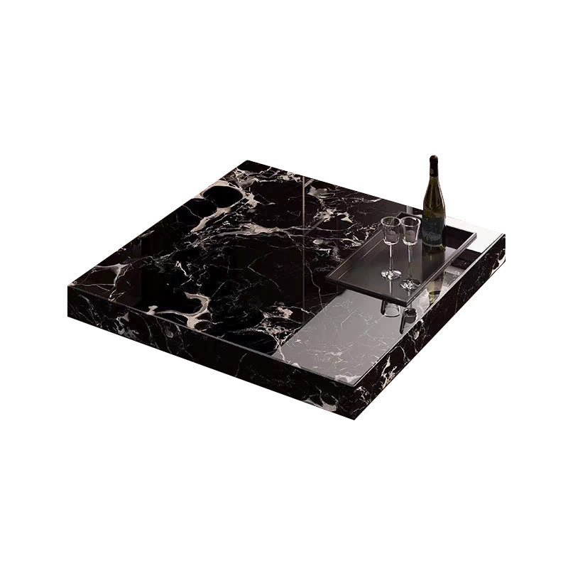Ready-to-ship luxury stone coffee table - italian minimalist style, perfect for small apartments. high-end, large-sized square coffee table for home living rooms