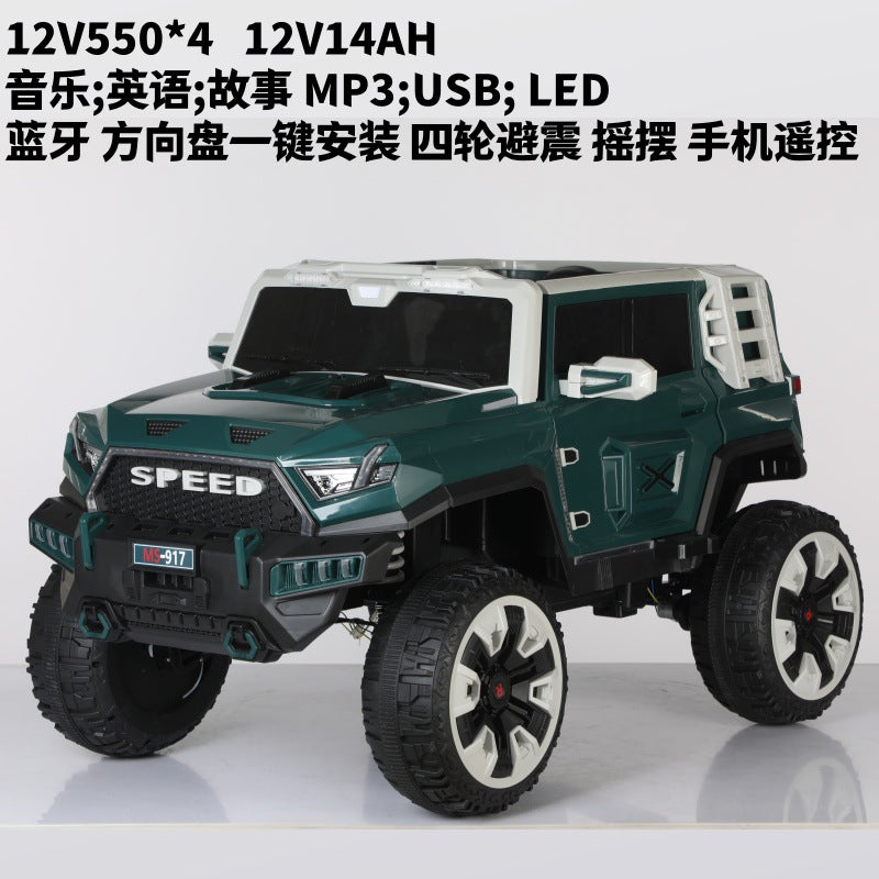 New children's electric car off-road four-wheel seating double seat children's pickup remote control toy car off-road vehicle