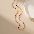 Amazon new arrival: ethnic style necklace - 18k gold plated copper, unique exotic design, mixed color seed bead necklace with premium texture