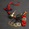 Car pendant chinese knot cinnabar copper gourd perfect car hanging five emperors money key chain mahogany car pendant