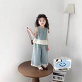 【dropshipping】girls' summer denim outfit  new style sleeveless trendy two-piece set for little girls