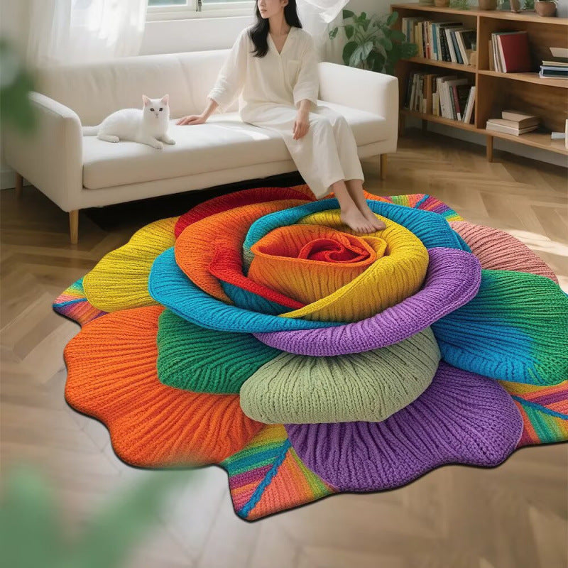 3d floral crystal velvet rug - absorbent mat for living room, bedroom, bedside, sofa, and coffee table