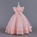 New in stock children's skirt small flying sleeves kids dress princess dress girls piano performance dress kids dress