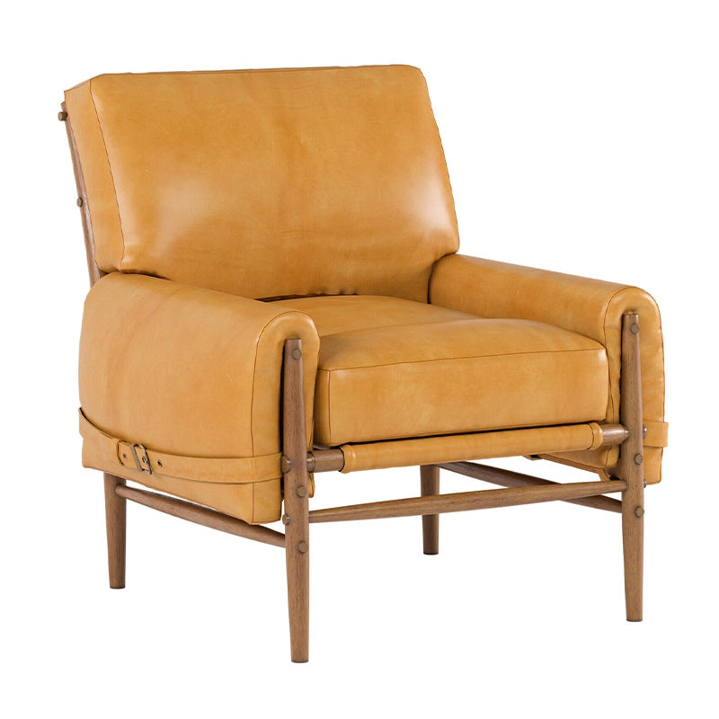 Nordic modern designer single sofa chair for home living room, villa, small apartment - italian style genuine leather leisure chair