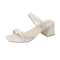 Exportplus size thick heel sandals women's summernew arrival medium heel one-line sandals women's two-wear fashion high heel sandals