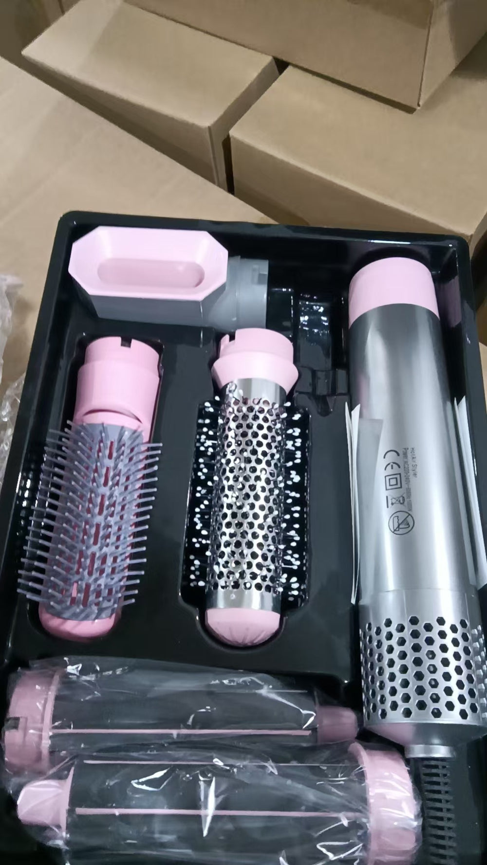 Amazon cross-border curling iron five-in-one hot air comb hair dryer comb curling iron straight hair comb hair dryer automatic hair suction
