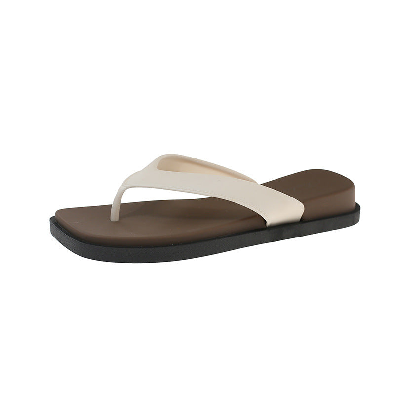 K-style square toe flip-flops for women summer 2026new arrivaloutwearcasualnon-slip beach french small sandals sandals
