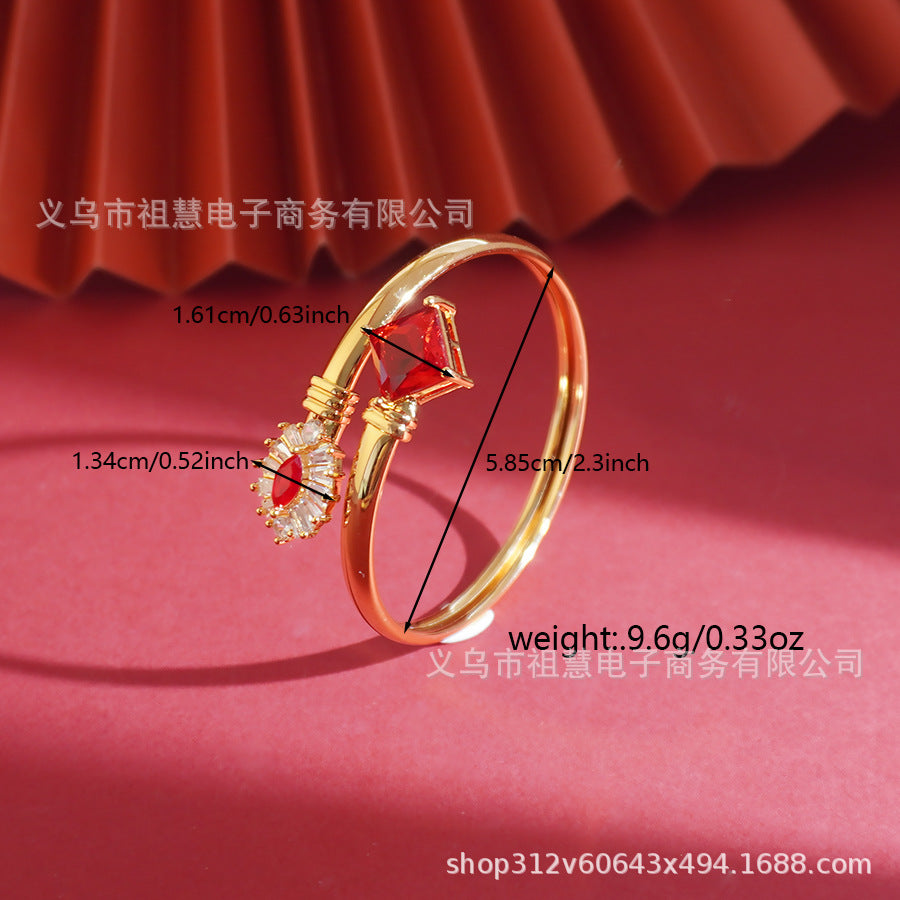 Middle eastern women's sparkling clear elegant round zircon bangle couple engagement wedding jewelry fashion accessories
