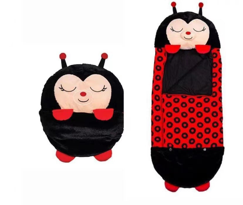 Kids' sleeping bag - foldable anti-kick quilt, children's sleeping bag with cartoon animal design and pillow