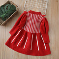 new year's & christmas girls' sweater dress - bow accent, chanel-inspired sweet knit dress