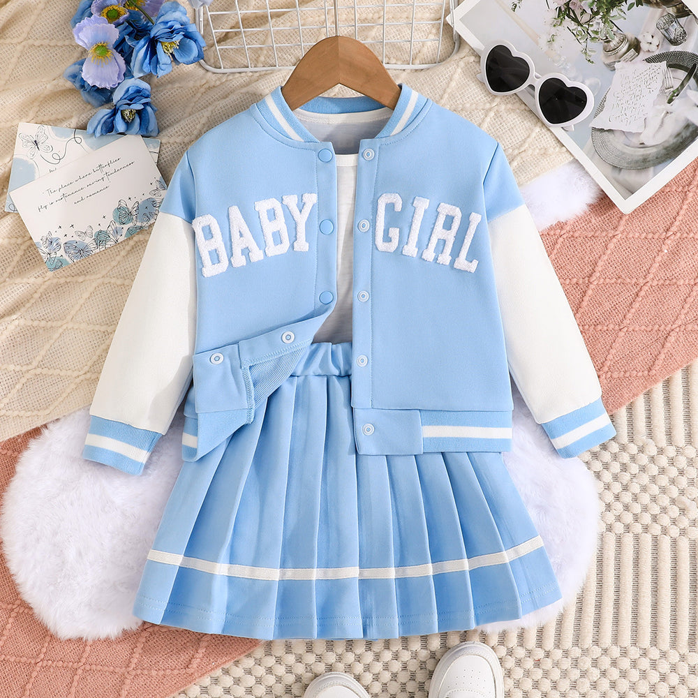 new european and american style preppy girl's outfit set