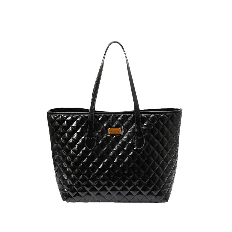 2025 autumn and winter new embroidered thread rhombus women's shopping bag large capacity shoulder underarm women's bag portable commuter bag