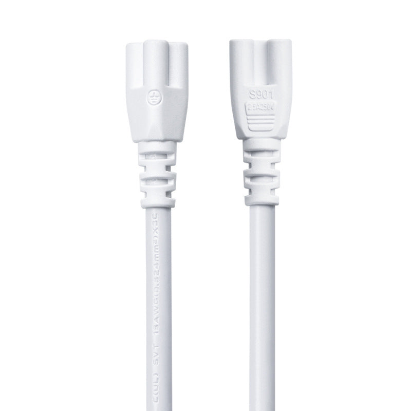 Wholesale t4t5t8led fluorescent lamp bracket cable 30cm double-ended connecting cable pure copper plum blossom head three-core power cord