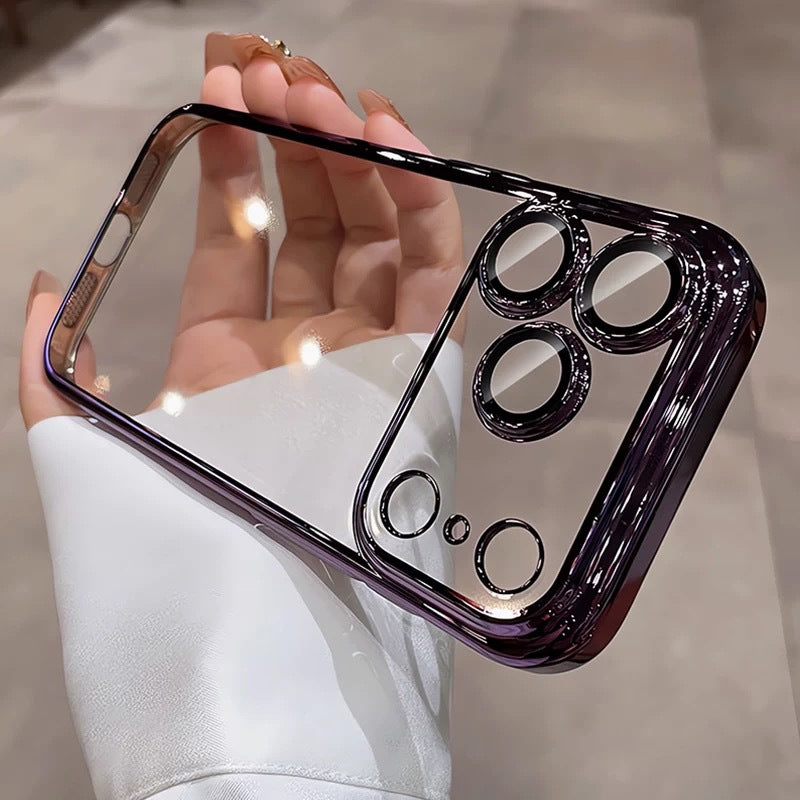 Suitable for apple 17promax mobile phone case pc electroplated glass lens film iphone16 all-inclusive anti-fall protective case