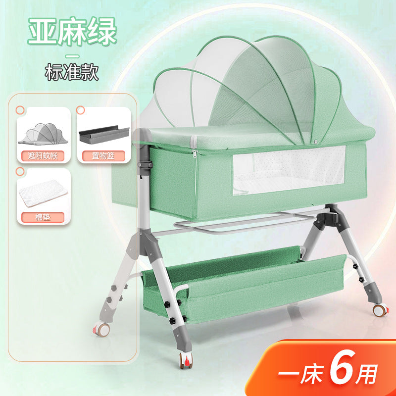 Baby crib newborn bed splicing large bed baby rocking bed bb children's bed cradle bed multifunctional movable foldable