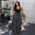 European and american cross-border women's fashion:  summer new arrivals - high-waisted, printed, tie-waist, slim-fit, asymmetrical maxi skirt
